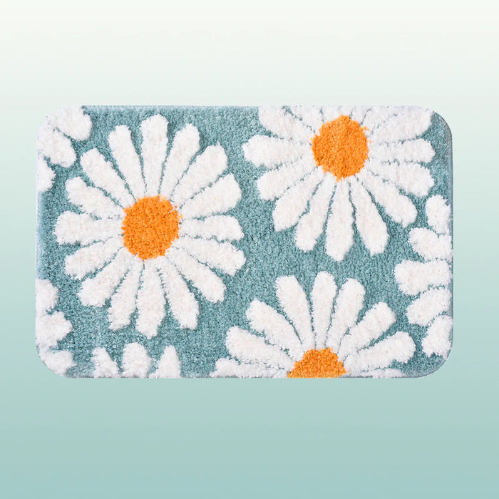 BowLift | Feblilac Sweet Daisy Bath Mat, Purple Flower Carpet Bathroom
