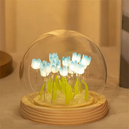 BowLift | Handmade Artificial Tulip LED Night Light Bedside Table Lamp for Bedroom and Gift Decor