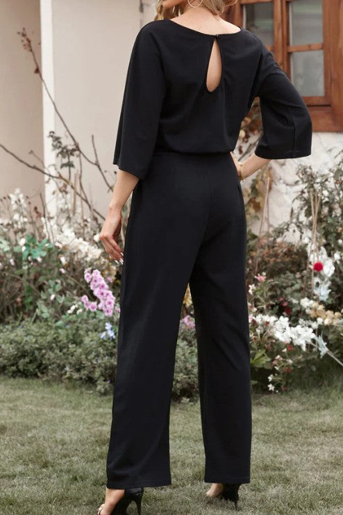 Wide Leg Jumpsuit with Belted Waist