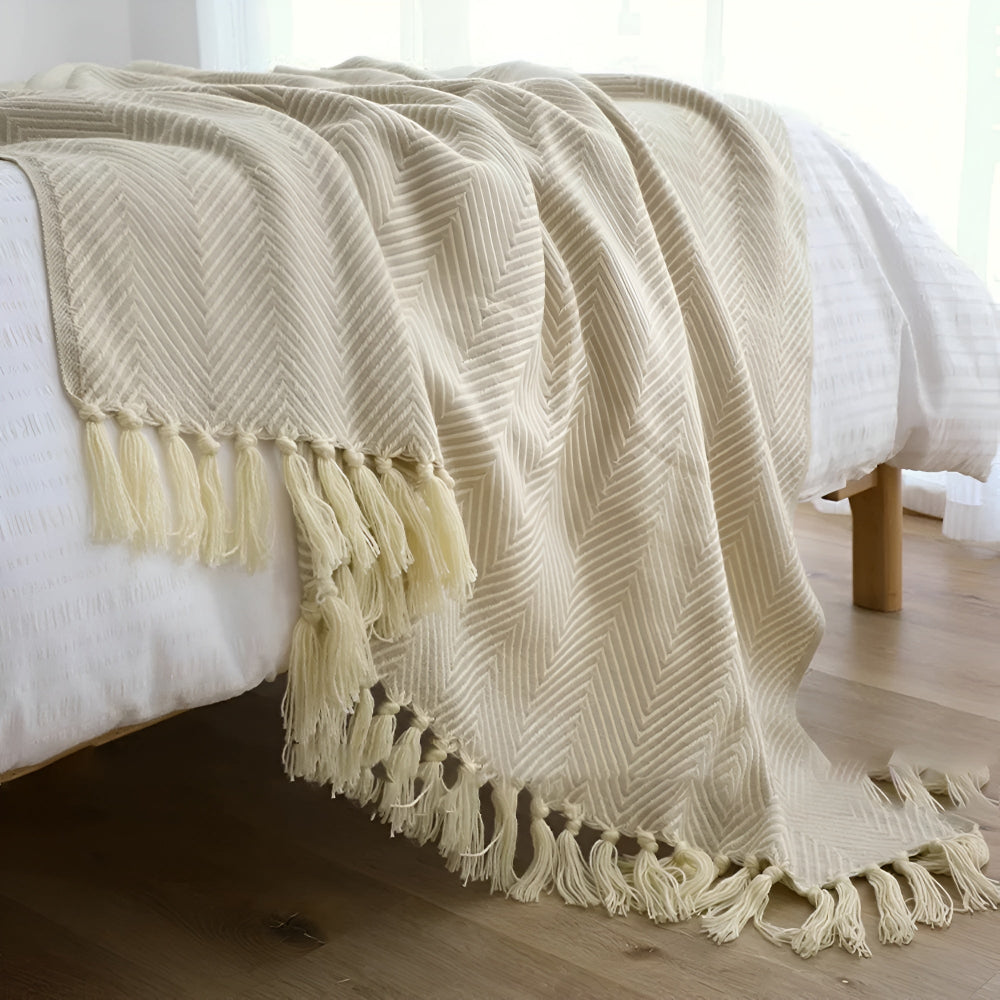 BowLift | Herringbone Tassel Knit Blanket