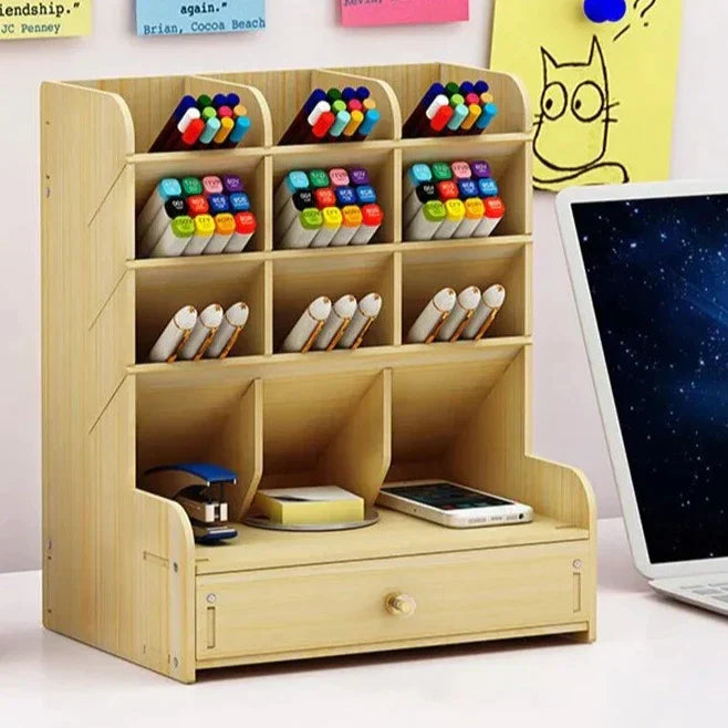 BowLift | PenBox | Desk Organizer | Wood Pencil Holder | Stylish and Efficient Storage Solution