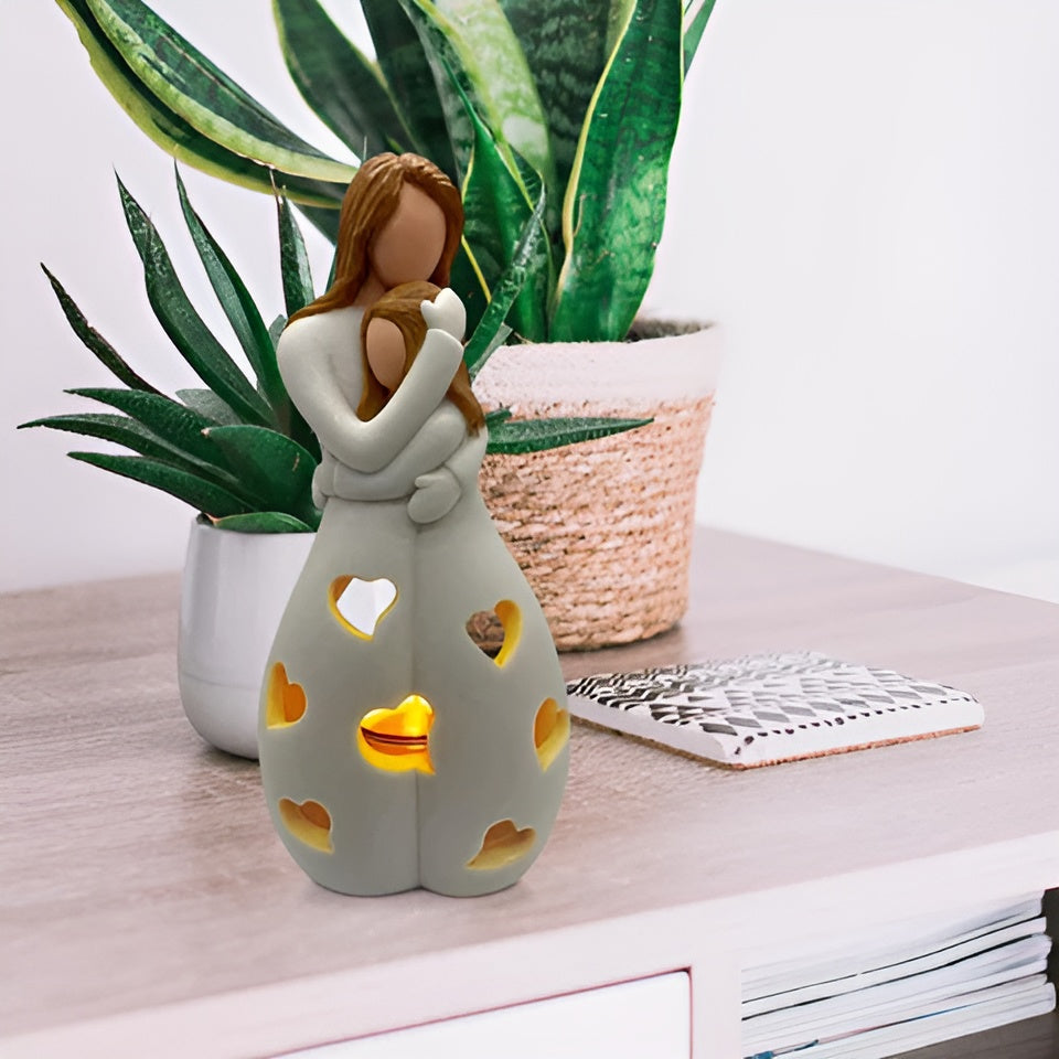 BowLift | Embracing Mother Daughter Figure Flickering Candle Holder - LoveGlow