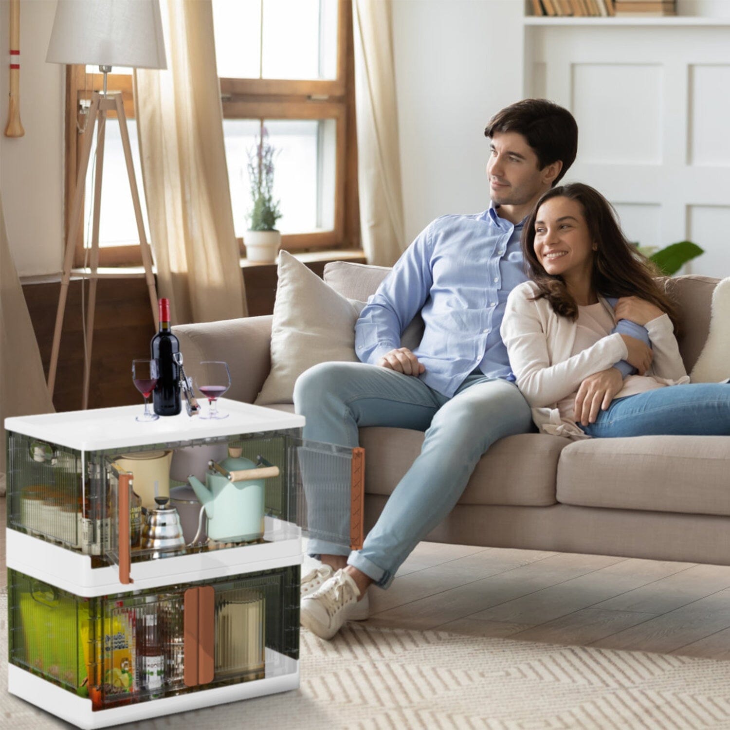 BowLift | 2-piece: Collapsible Stackable Storage Containers with Lid