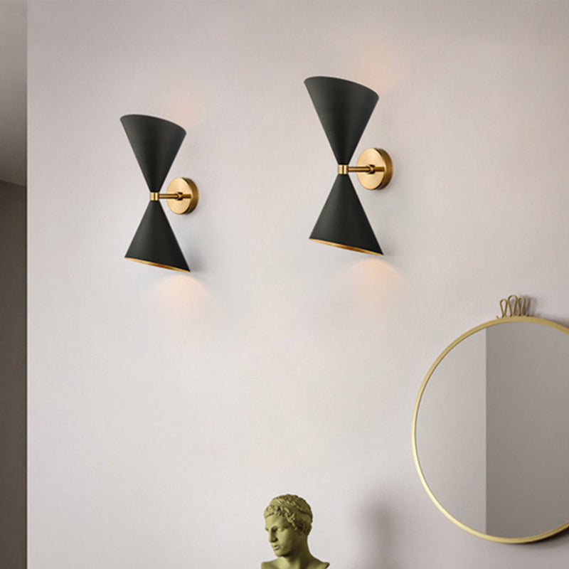 BowLift | HourGlass Wall Light Modern Metal 2 Bulbs Black Wall Light