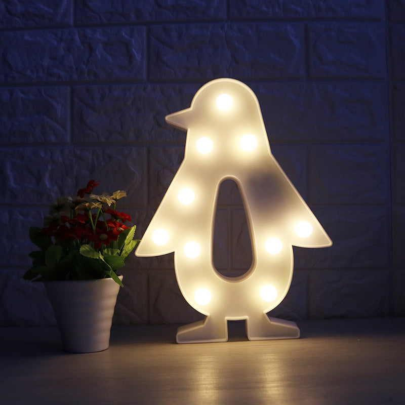BowLift | White Christmas Element Night Light Modern Style Battery LED Plastic Nightstand Lamp