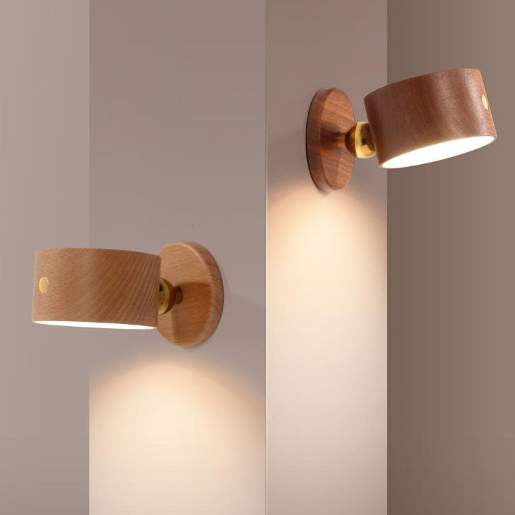 BowLift | Simple wood USB rechargeable touch magnet LED night light wall sconce lamp