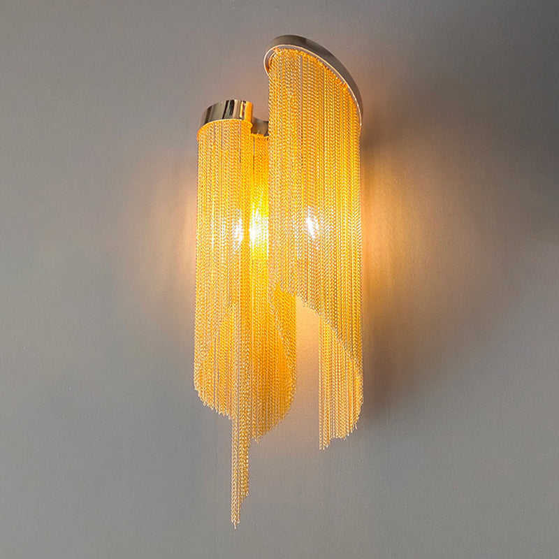 BowLift | Tassel Chain Aluminum Wall Light Sconce Modern 2 Bulbs Wall Mounted Lamp for Living Room