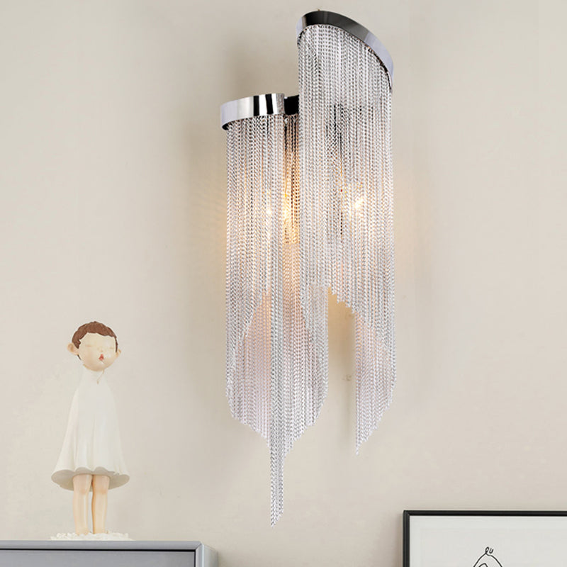 BowLift | Tassel Chain Aluminum Wall Light Sconce Modern 2 Bulbs Wall Mounted Lamp for Living Room