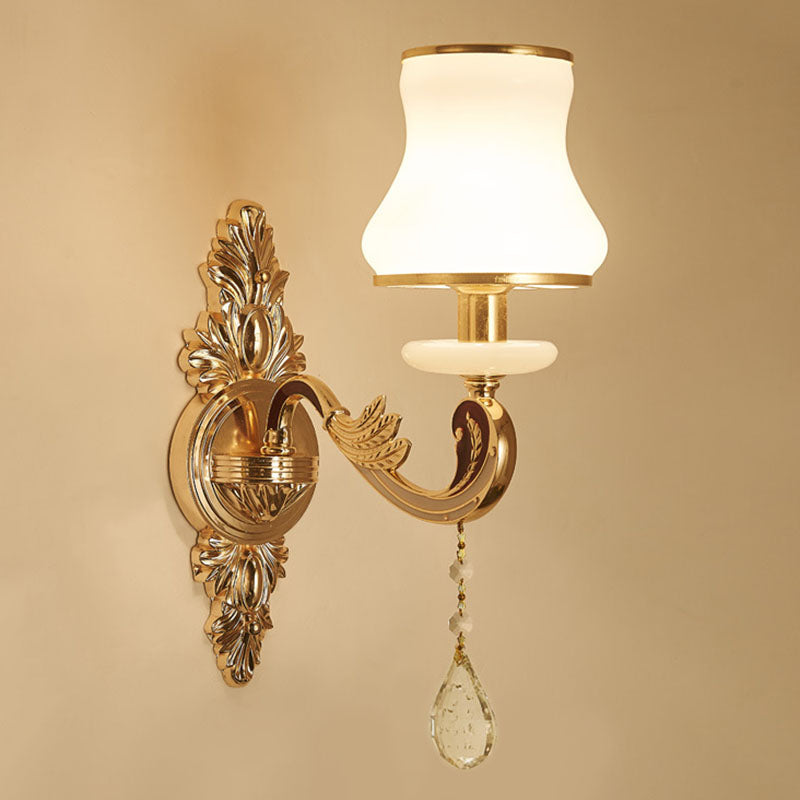 BowLift | Swooping Arm Wall Light Modernist Living Space Wall Mount Fixture with Glass Shade in Gold