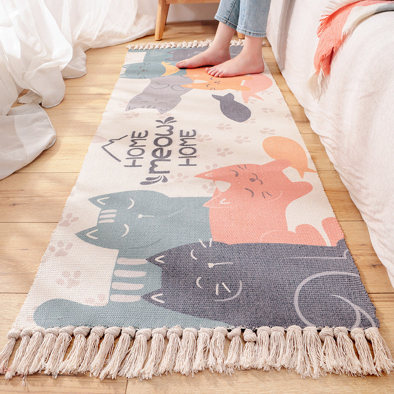 BowLift | Cartoon Animal Patterned Rug Colorful Cotton Rug Washable Pet-Friendly Rug for the Children's Room