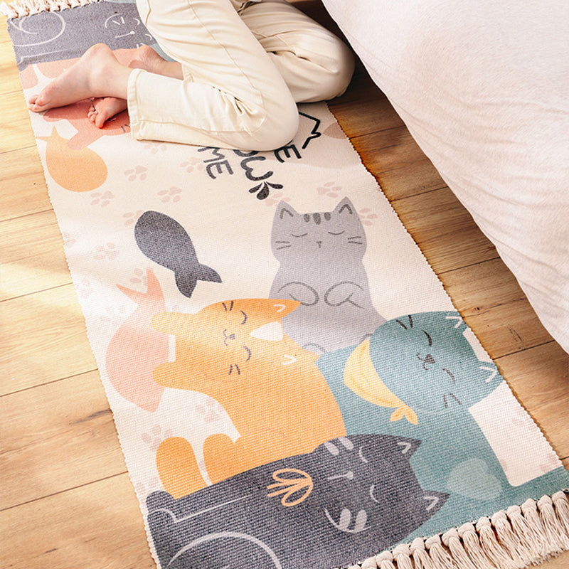 BowLift | Cartoon Animal Patterned Rug Colorful Cotton Rug Washable Pet-Friendly Rug for the Children's Room
