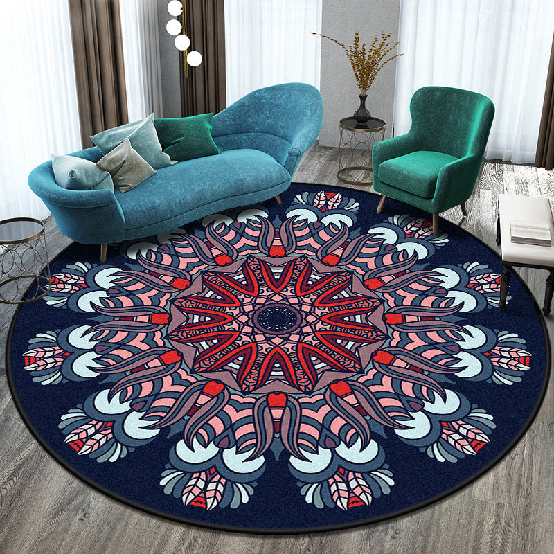 BowLift | Bohemian Living Room Rug Multicolored Mandala Rug Polyester Stain Resistant Washable Non-Slip Backing Rug for Hallway