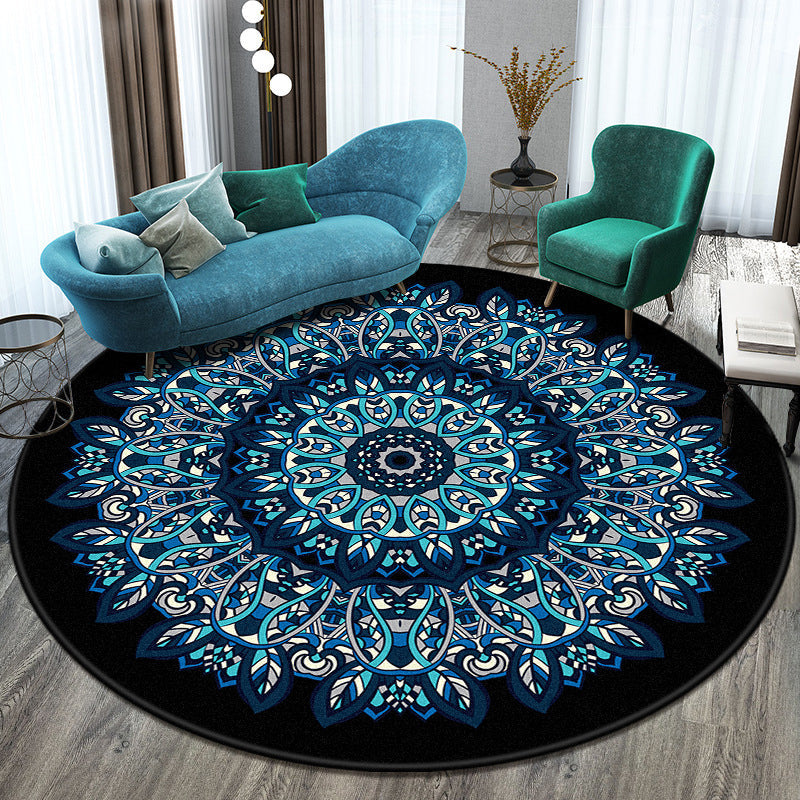 BowLift | Bohemian Living Room Rug Multicolored Mandala Rug Polyester Stain Resistant Washable Non-Slip Backing Rug for Hallway