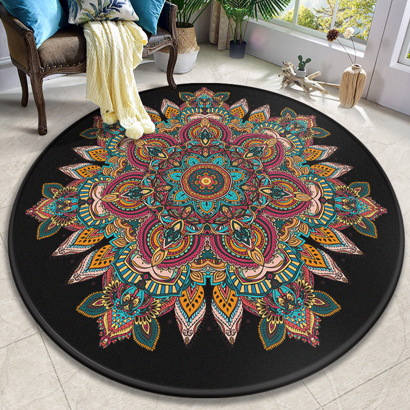BowLift | Colorful Mandala Carpet Polyester Turkish Indoor Carpet Non-Slip Back Machine Washable Pet-Friendly Rug for Seating Area