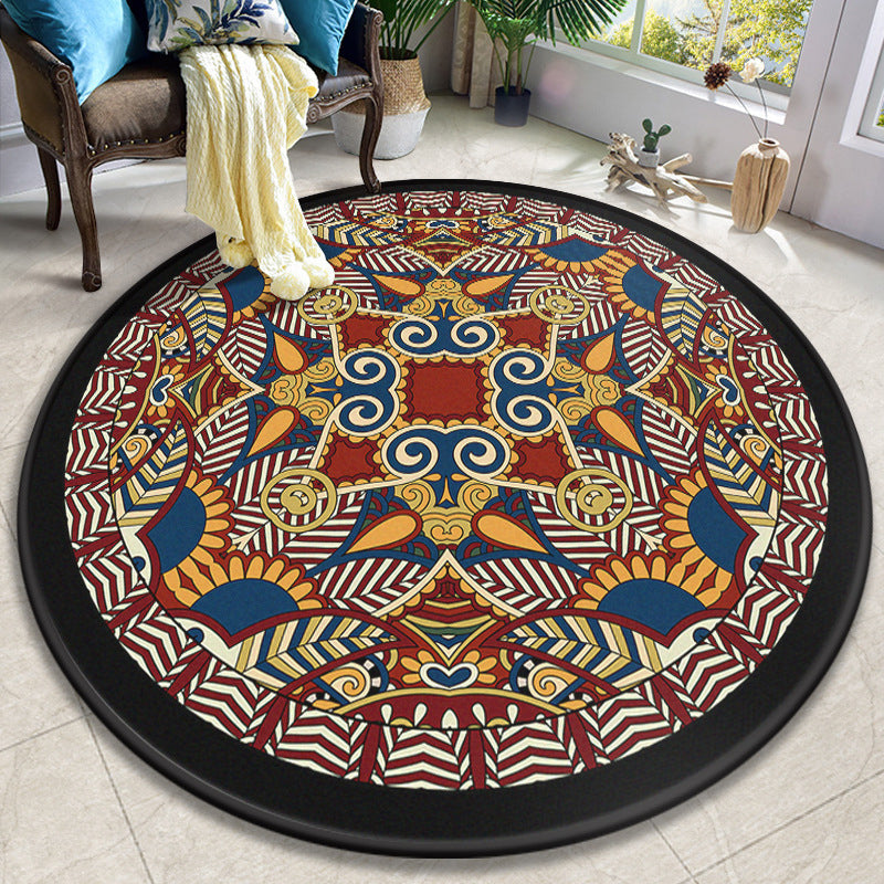 BowLift | Colorful Mandala Carpet Polyester Turkish Indoor Carpet Non-Slip Back Machine Washable Pet-Friendly Rug for Seating Area