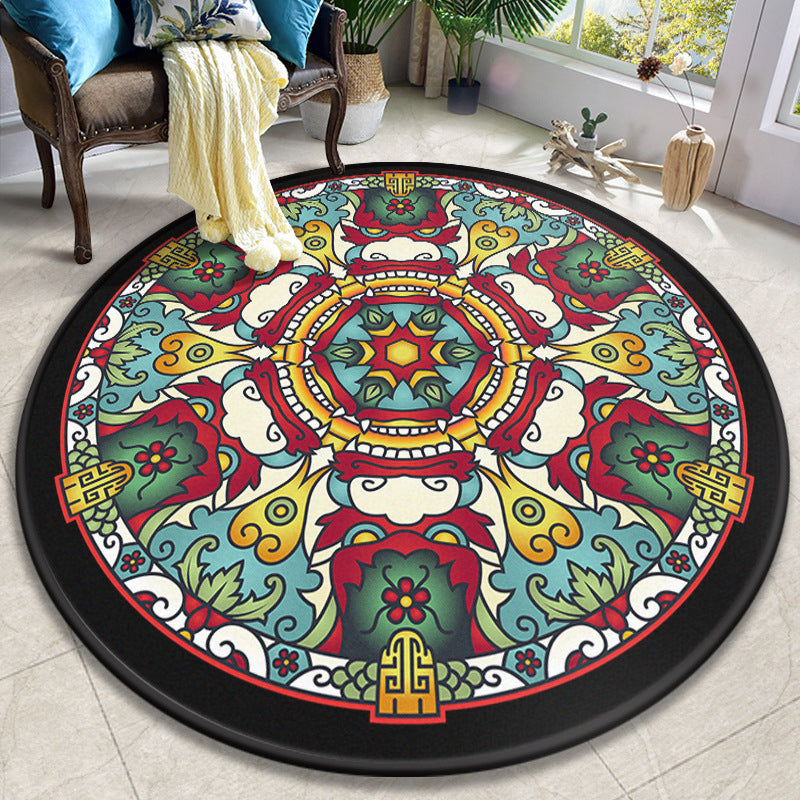 BowLift | Colorful Mandala Carpet Polyester Turkish Indoor Carpet Non-Slip Back Machine Washable Pet-Friendly Rug for Seating Area
