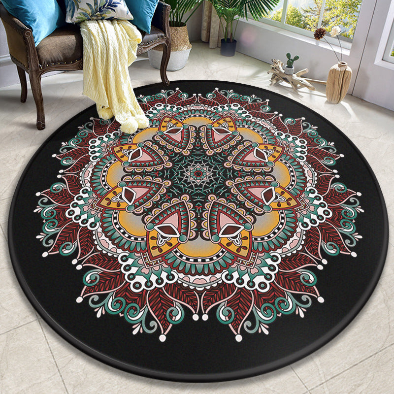 BowLift | Colorful Mandala Carpet Polyester Turkish Indoor Carpet Non-Slip Back Machine Washable Pet-Friendly Rug for Seating Area