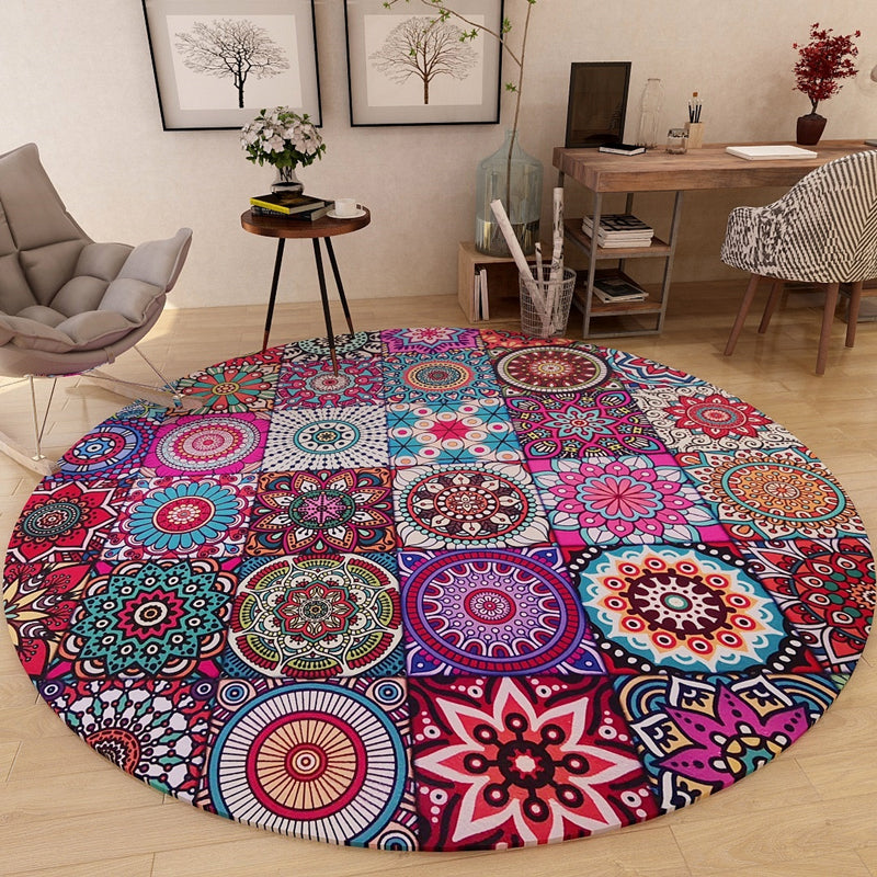 BowLift | Stylish Multicolored Persian Rug Polyester Flower Pattern Rug Washable Non-Slip Pet-Friendly Rug for Home