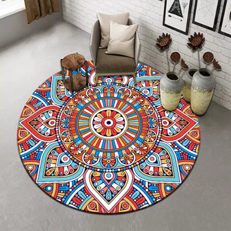 BowLift | Stylish Multicolored Persian Rug Polyester Flower Pattern Rug Washable Non-Slip Pet-Friendly Rug for Home