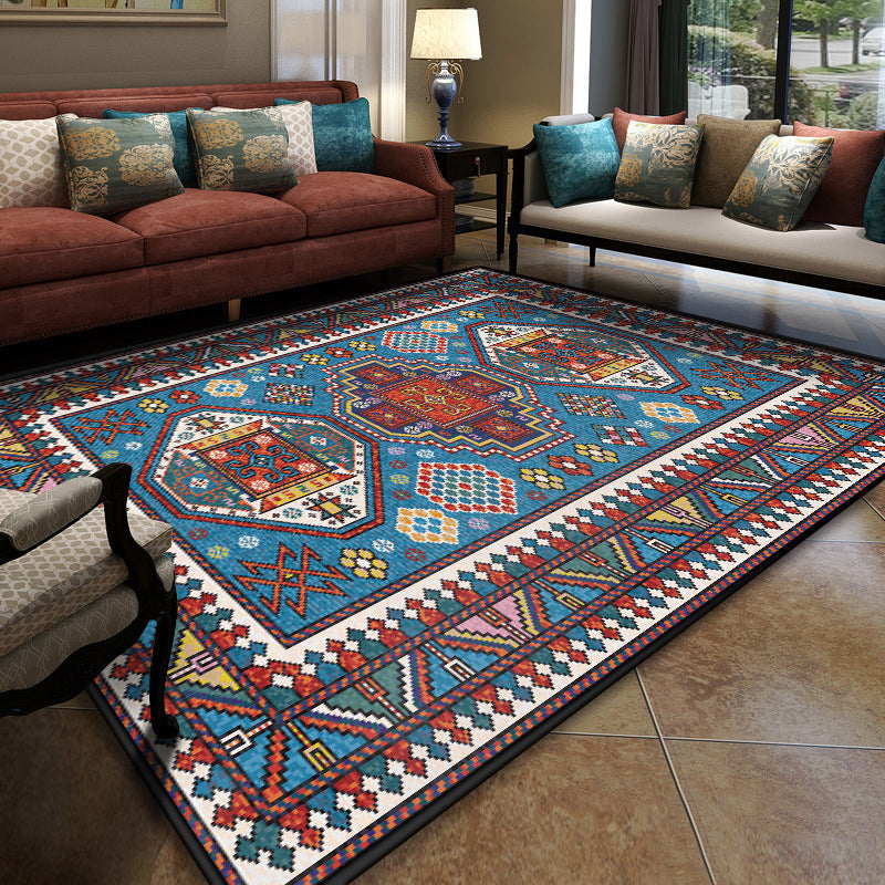 BowLift | Turkish Meeting Room Carpet Multicolor Symmetrical Tribal Pattern Carpet Polypropylene Non-Slip Stain Resistant Washable Carpet