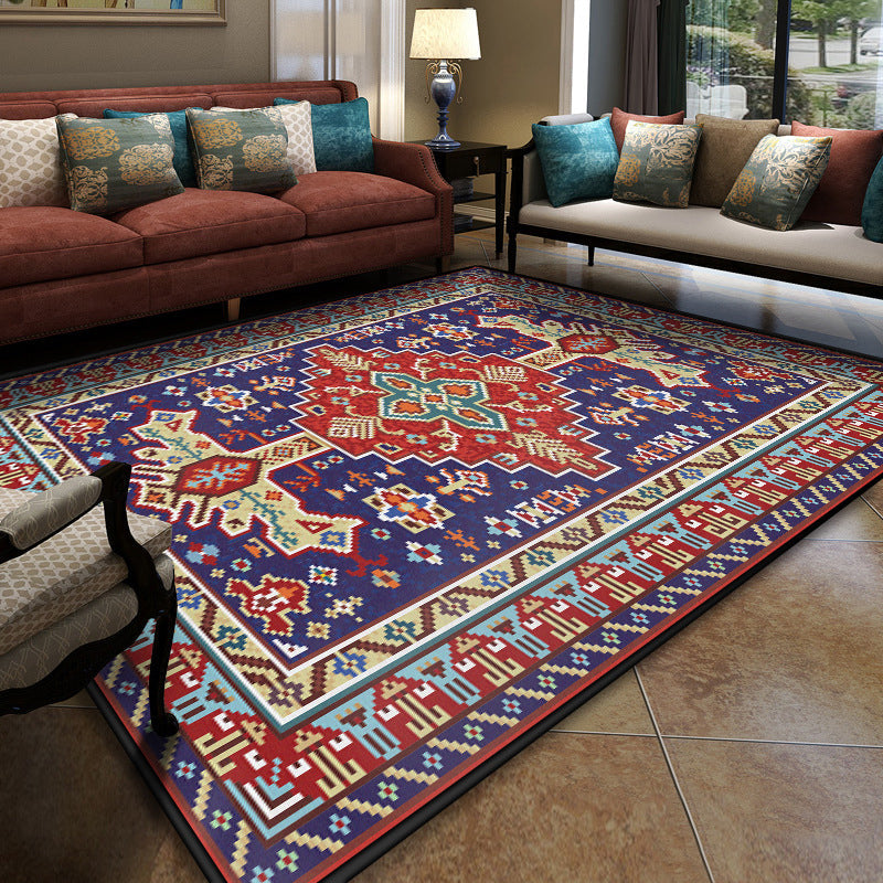 BowLift | Turkish Meeting Room Carpet Multicolor Symmetrical Tribal Pattern Carpet Polypropylene Non-Slip Stain Resistant Washable Carpet