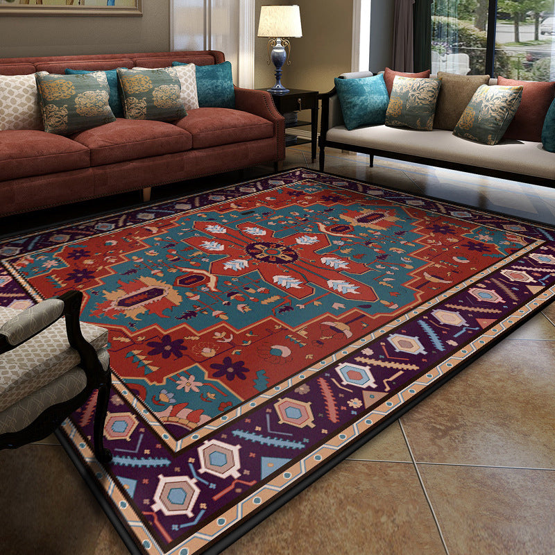 BowLift | Turkish Meeting Room Carpet Multicolor Symmetrical Tribal Pattern Carpet Polypropylene Non-Slip Stain Resistant Washable Carpet