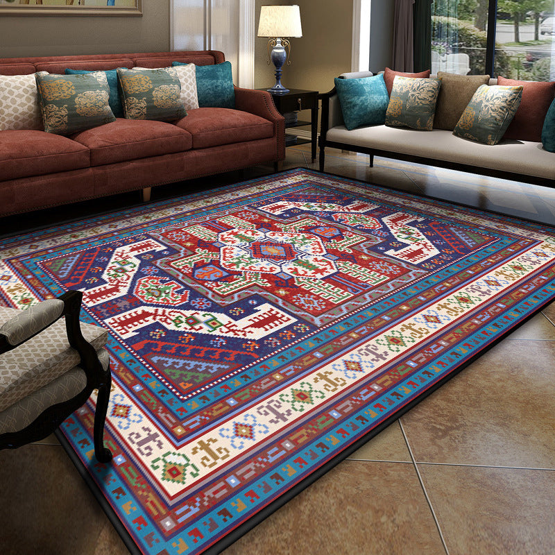 BowLift | Turkish Meeting Room Carpet Multicolor Symmetrical Tribal Pattern Carpet Polypropylene Non-Slip Stain Resistant Washable Carpet
