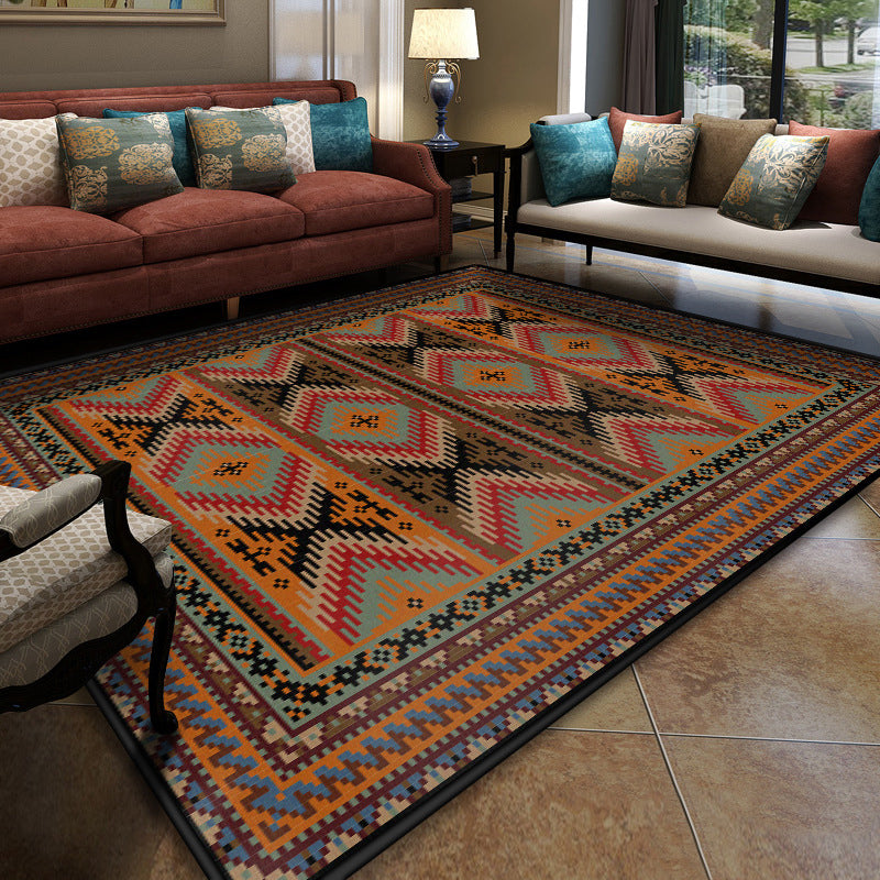 BowLift | Turkish Meeting Room Carpet Multicolor Symmetrical Tribal Pattern Carpet Polypropylene Non-Slip Stain Resistant Washable Carpet