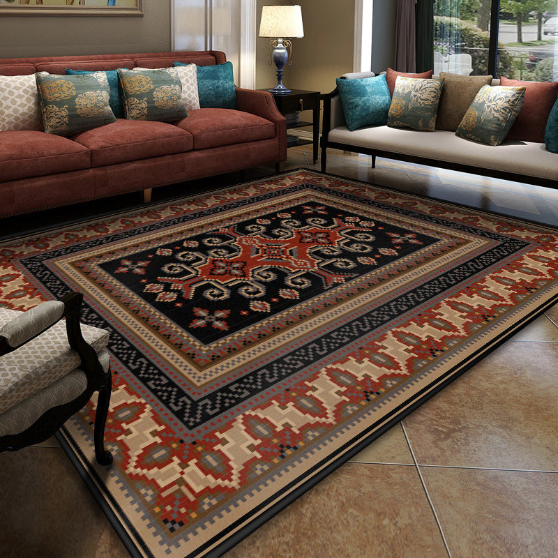 BowLift | Turkish Meeting Room Carpet Multicolor Symmetrical Tribal Pattern Carpet Polypropylene Non-Slip Stain Resistant Washable Carpet