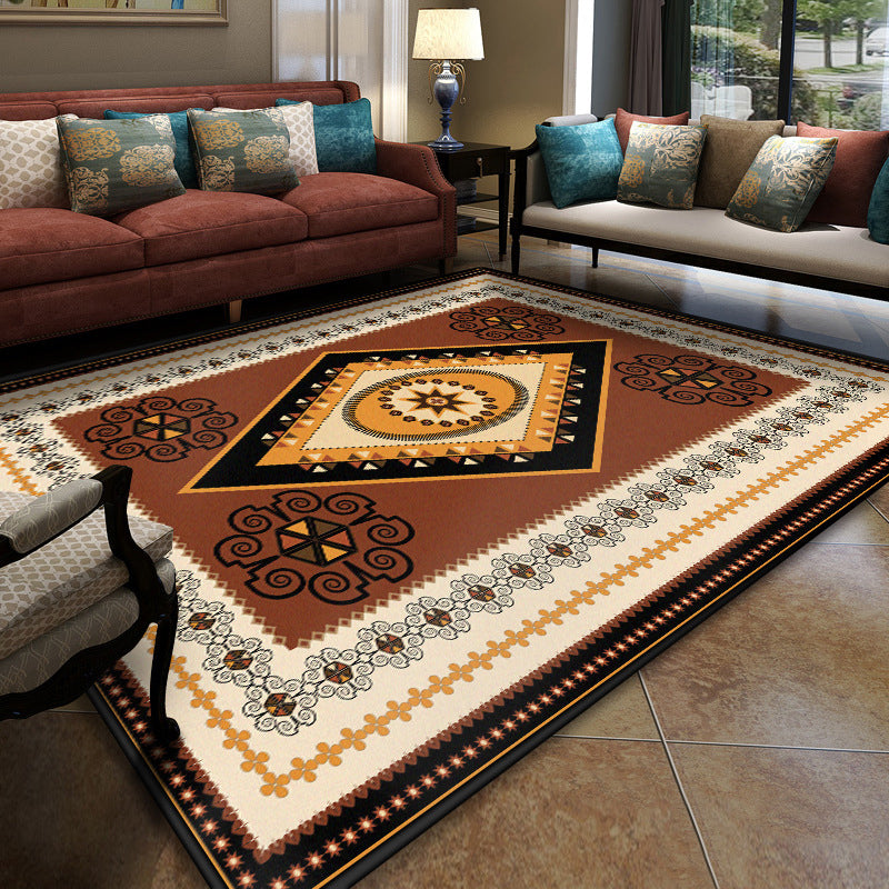 BowLift | Turkish Meeting Room Carpet Multicolor Symmetrical Tribal Pattern Carpet Polypropylene Non-Slip Stain Resistant Washable Carpet