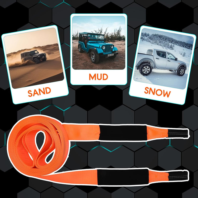 BowLift | 2" x 50 ft Recovery Tow Strap 20, 000 lbs Road Straps with Reinforced Loops and Protective Sleeves