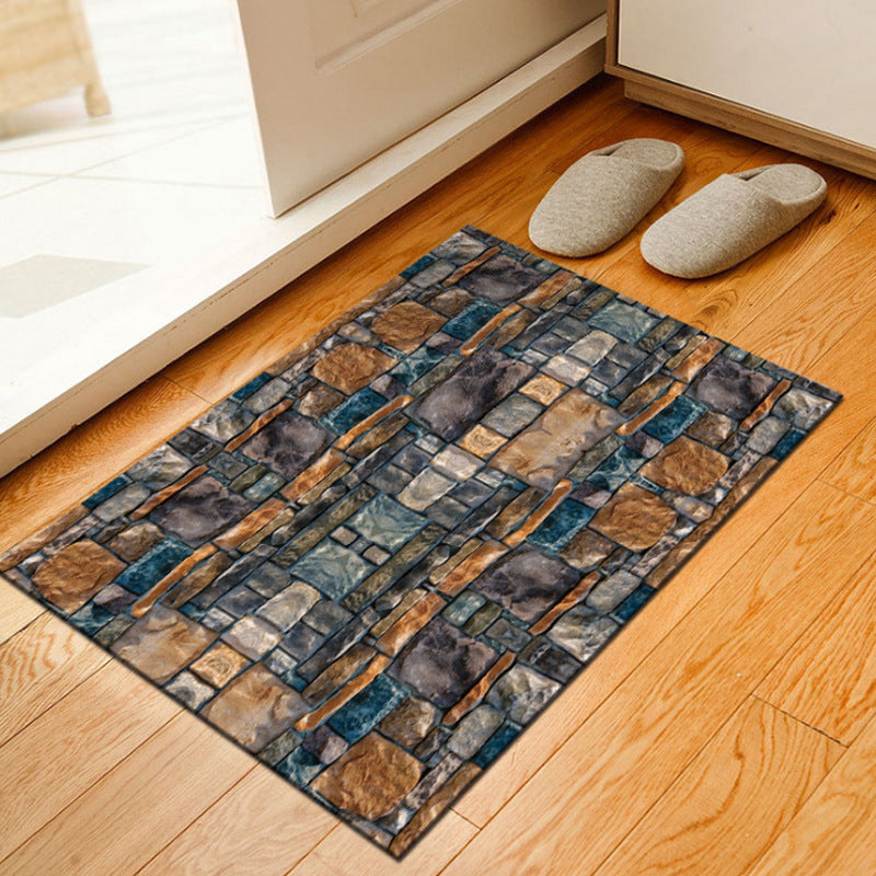 BowLift | Unusual geometric patterned rug Multicolored Moroccan style rug Polyester Anti-slip floor Machine washable Stain resistant rug for home