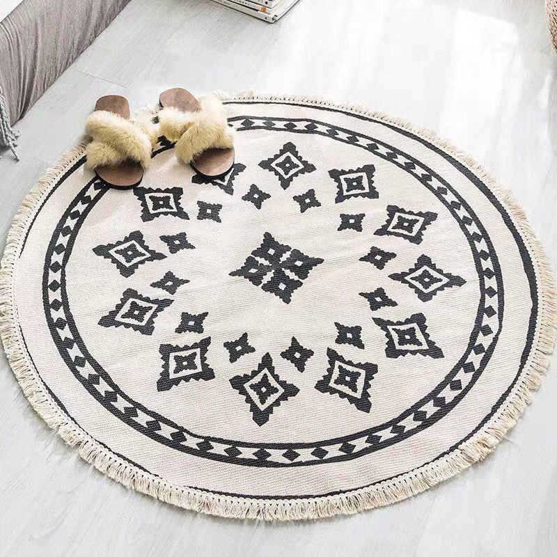 BowLift | Boho-Chic Bedroom Rug Multicolored Mandala Rug Made of Cotton Washable Area Rug