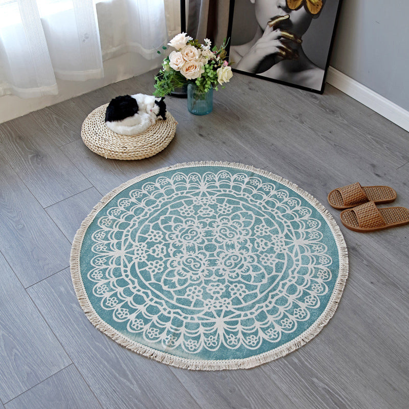 BowLift | Boho-Chic Bedroom Rug Multicolored Mandala Rug Made of Cotton Washable Area Rug