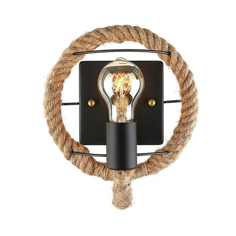 BowLift | Beige A light wall lamp light industrial rope round/oval shade wall lighting fixture for dining room