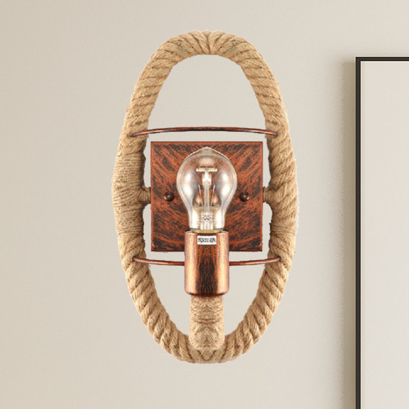 BowLift | Beige A light wall lamp light industrial rope round/oval shade wall lighting fixture for dining room