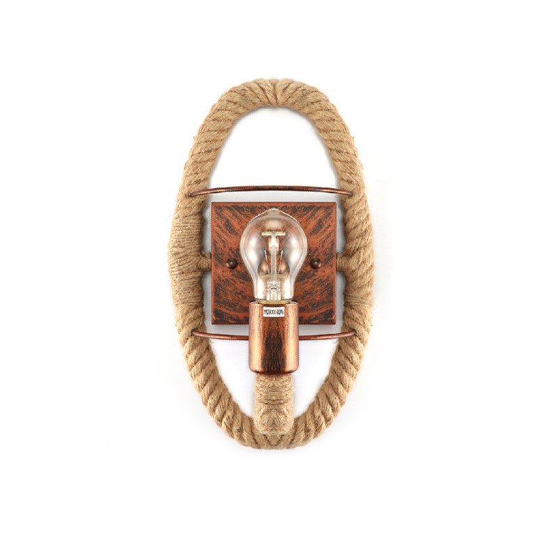 BowLift | Beige A light wall lamp light industrial rope round/oval shade wall lighting fixture for dining room