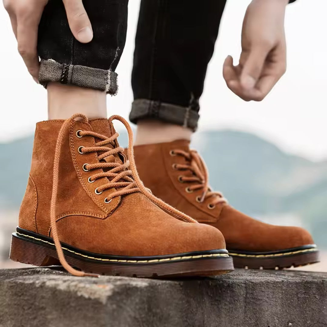 Suede Lace-Up Boots with Rugged Comfort