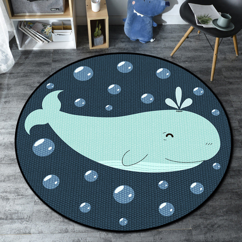 BowLift | Cartoon Kids' Room Rug Multicolored Sea Creatures Rug Synthetic Non-Slip Stain Resistant Washable Rug