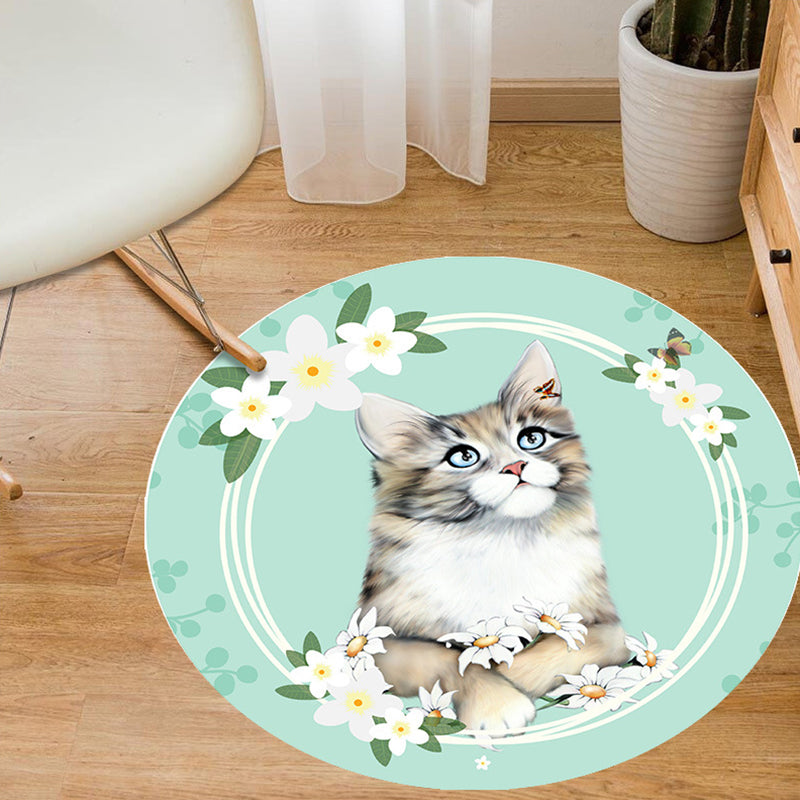 BowLift | Shaded Animal Pattern Rug Multicolored Princess Rug Polypropylene Non-Slip Stain Resistant Washable Rug
