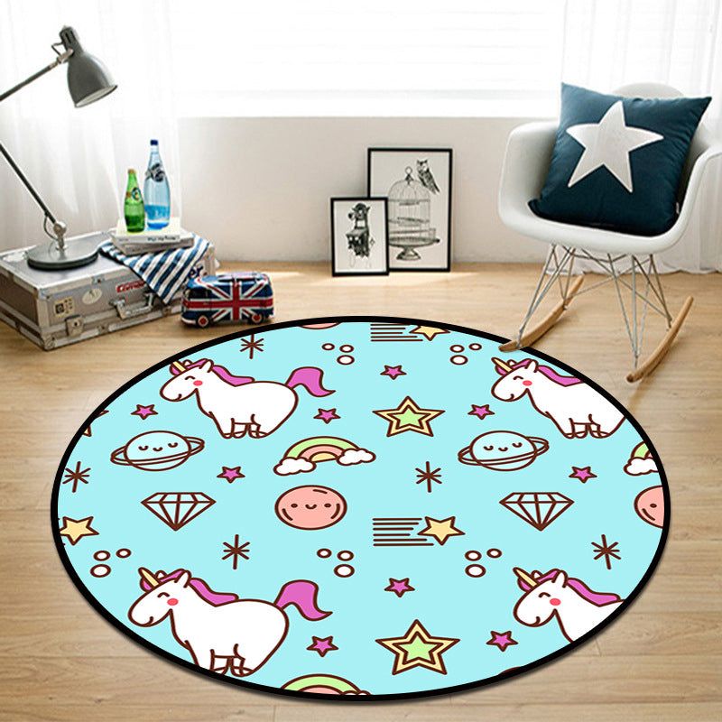 BowLift | Beautiful Multi Color Cartoon Rug Synthetic Scandinavian Rug Non-Slip Machine Washable Stain Resistant Carpet for Children’s Room