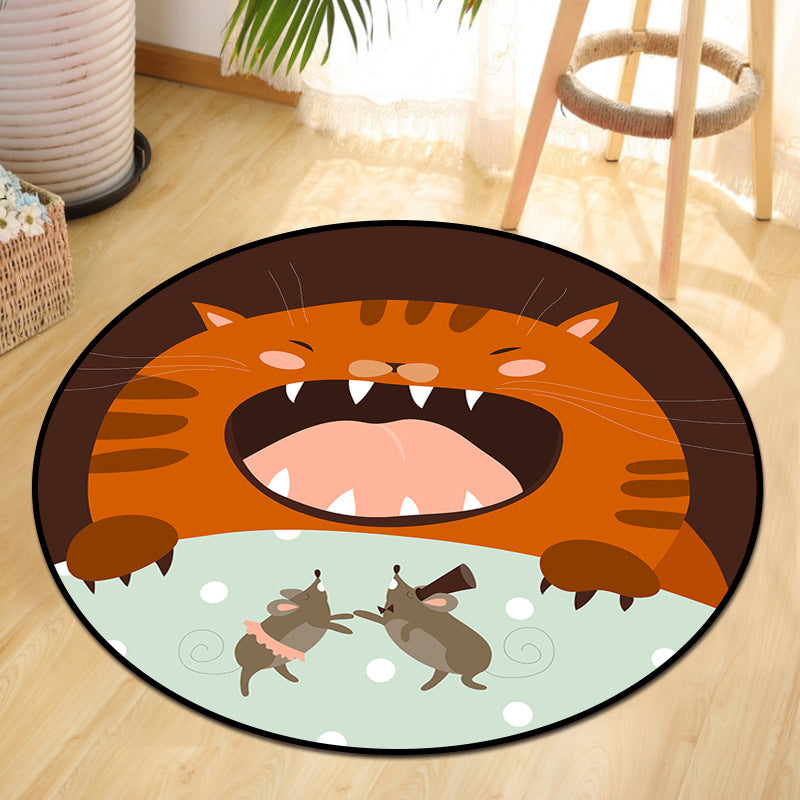 BowLift | Cute Animal Picnic Drawing Carpet Multi-Color Children's Art Carpet Synthetic Non-Slip Machine Washable Stain Resistant Carpet for Children's Room