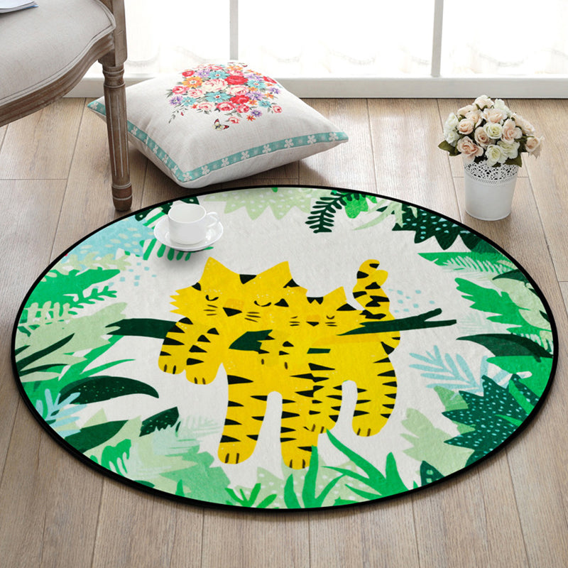 BowLift | Beautiful Kids Rug Multi Color Animal and Botanical Pattern Rug Pet Friendly Washable Non-Slip Rug for Playroom