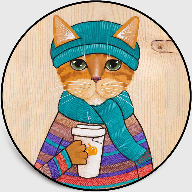 BowLift | Cool Multicolored Men's Cat Rug Polyester Cartoon Rug Pet-Friendly Non-Slip Washable Rug for the Bedroom