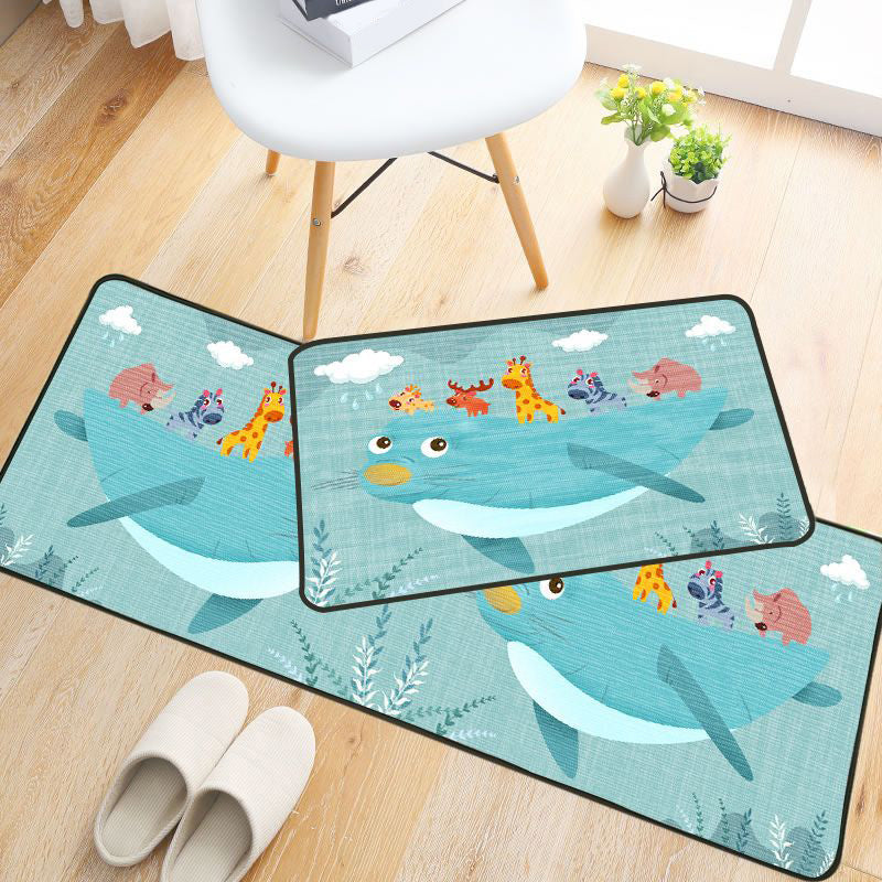 BowLift | Childlike Animal Pattern Carpet Multicolored Cartoon Carpet Synthetic Non-Slip Machine Washable Stain Resistant Carpet for the Children's Room