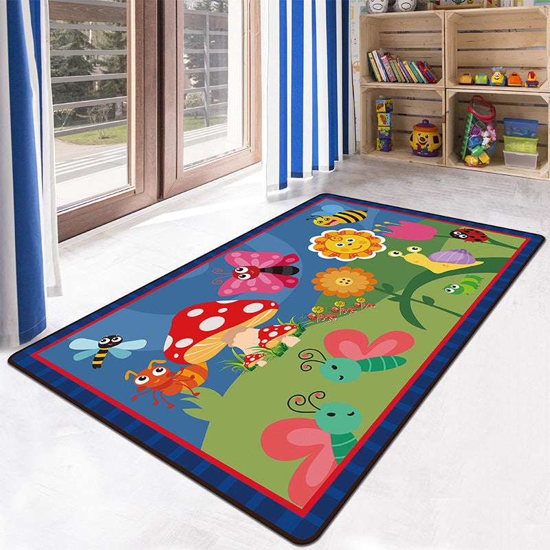 BowLift | Educational Multicolor Zoo Print Rug Synthetic Cartoon Rug Non-Slip Play Mat for Children