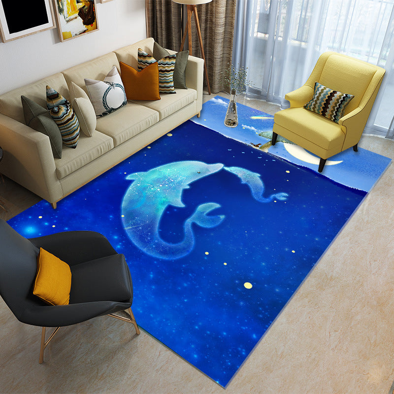 BowLift | Unique 3D Underwater World Carpet Multi Colors Children's Carpet Polypropylene Pet-friendly Stain-resistant Non-slip Rug for Baby Room