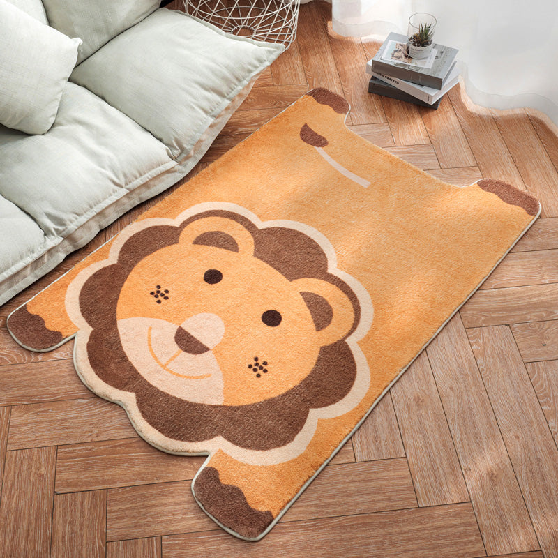 BowLift | Irregular Shaped Animal Rug Multicolor Cartoon Rug Synthetic Non-Slip Back Machine Washable Pet Friendly Rug for Children's Room