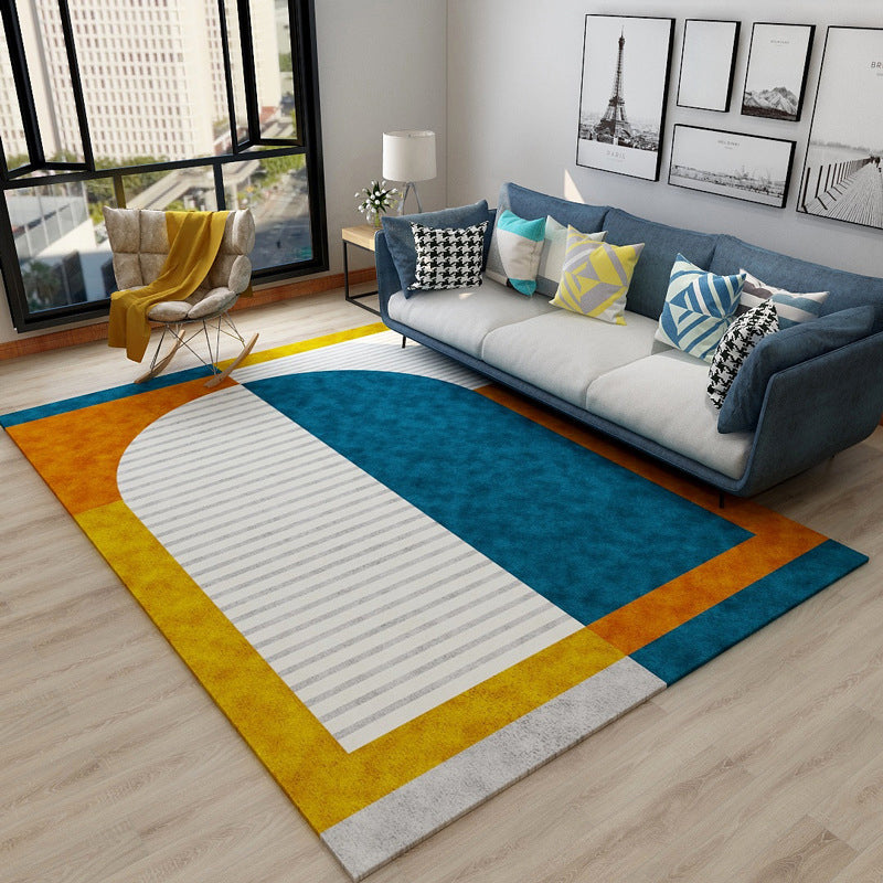 BowLift | Chic Geometric Colorblock Rug Multicolored Nordic Rug Polypropylene Non-slip Washable Pet-friendly Rug for Room