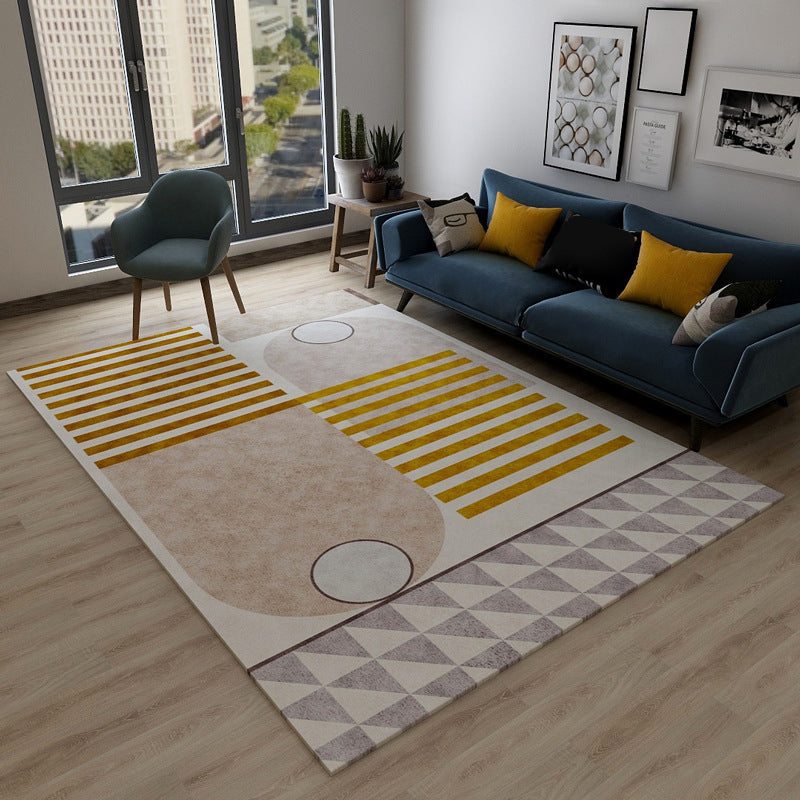 BowLift | Chic Geometric Colorblock Rug Multicolored Nordic Rug Polypropylene Non-slip Washable Pet-friendly Rug for Room